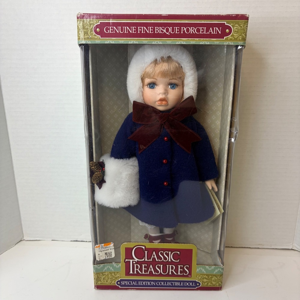 Classic Treasures Special Edition Fine Bisque Porcelain Doll Navy Winter Coat